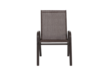 4 Piece Patio Chairs, Outdoor Camping Chairs with Breathable Textilene Fabric, Set of 2 Garden Chairs with Armrest High Backrest for Garden Patio Pool Beach Yard Space Saving ( Brown)