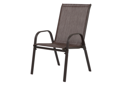 4 Piece Patio Chairs, Outdoor Camping Chairs with Breathable Textilene Fabric, Set of 2 Garden Chairs with Armrest High Backrest for Garden Patio Pool Beach Yard Space Saving ( Brown)