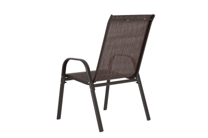 4 Piece Patio Chairs, Outdoor Camping Chairs with Breathable Textilene Fabric, Set of 2 Garden Chairs with Armrest High Backrest for Garden Patio Pool Beach Yard Space Saving ( Brown)