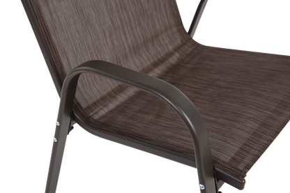 4 Piece Patio Chairs, Outdoor Camping Chairs with Breathable Textilene Fabric, Set of 2 Garden Chairs with Armrest High Backrest for Garden Patio Pool Beach Yard Space Saving ( Brown)