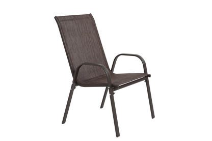 4 Piece Patio Chairs, Outdoor Camping Chairs with Breathable Textilene Fabric, Set of 2 Garden Chairs with Armrest High Backrest for Garden Patio Pool Beach Yard Space Saving ( Brown)