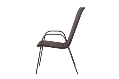 4 Piece Patio Chairs, Outdoor Camping Chairs with Breathable Textilene Fabric, Set of 2 Garden Chairs with Armrest High Backrest for Garden Patio Pool Beach Yard Space Saving ( Brown)