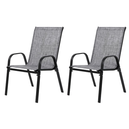 2 Piece Patio Chairs, Outdoor Camping Chairs with Breathable Textilene Fabric, Set of 2 Garden Chairs with Armrest High Backrest for Garden Patio Pool Beach Yard Space Saving ( Grey)
