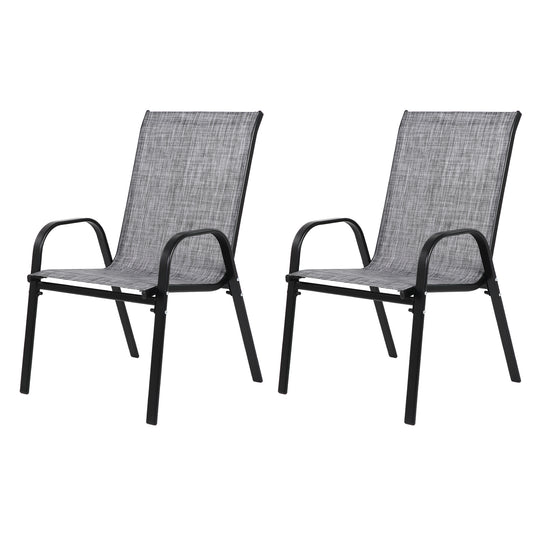 2 Piece Patio Chairs, Outdoor Camping Chairs with Breathable Textilene Fabric, Set of 2 Garden Chairs with Armrest High Backrest for Garden Patio Pool Beach Yard Space Saving ( Grey)