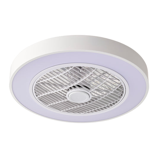 20 in. Indoor White Low Profile Ceiling Fan with Integrated Light with Remote Control and Reversible Blades