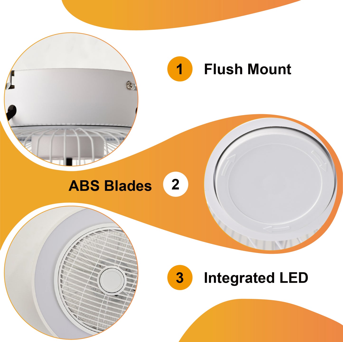 20 in. Indoor White Low Profile Ceiling Fan with Integrated Light with Remote Control and Reversible Blades