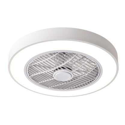 20 in. Indoor White Low Profile Ceiling Fan with Integrated Light with Remote Control and Reversible Blades