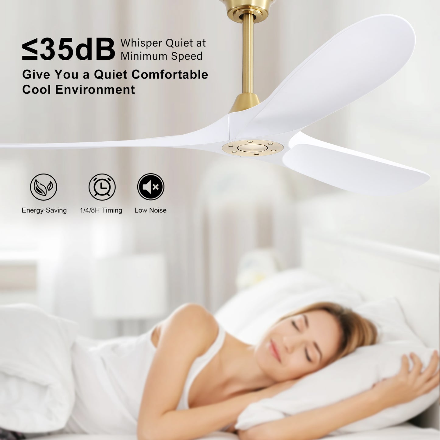 60 Inch Modern ABS Ceiling Fan With 6 Speed Smart Remote Control Reversible DC Motor For Bedroom Living Room