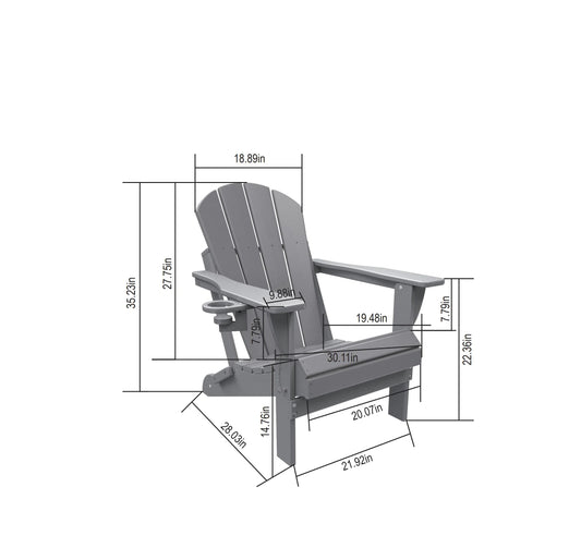 Folding Adirondack Chair with Side Table, 3-Piece Adirondack Chair Set with Wood Texture, Black(includes 2 Chairs and 1 Table)