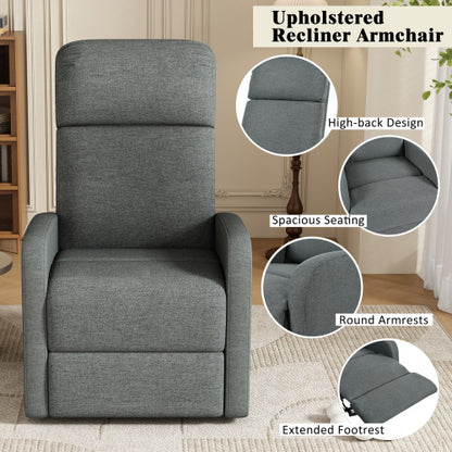 Modern Recliner Manual Recliner Home Theater Manual Recliner Chair with Adjustable Backrest for Living Room,Charcoal