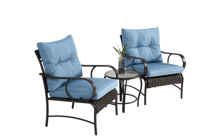 3 Pieces Patio Set Outdoor Wicker Furniture Sets Modern Rattan Chair Conversation Sets with Coffee Table