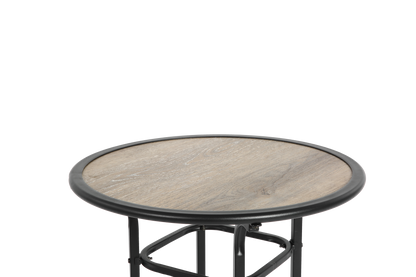 3pcs Outdoor Bar Set, Patio Bar Table and Chairs Set, Bar Height Patio Set - 2 x Swivel Bar Chairs , 1 x Round Bar Table(DPC Wood-Like)-Grey