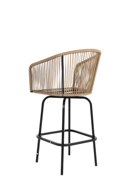 3pcs Outdoor Bar Set, Patio Bar Table and Chairs Set, Bar Height Patio Set - 2 x Swivel Bar Chairs , 1 x Round Bar Table(DPC Wood-Like)-Grey
