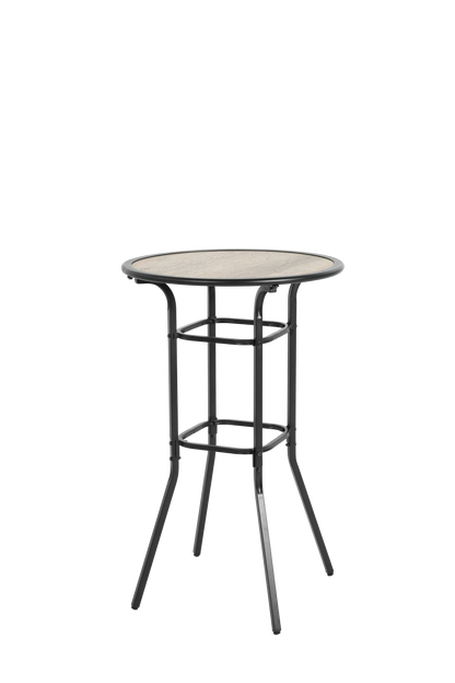 3pcs Outdoor Bar Set, Patio Bar Table and Chairs Set, Bar Height Patio Set - 2 x Swivel Bar Chairs , 1 x Round Bar Table(DPC Wood-Like)-Grey