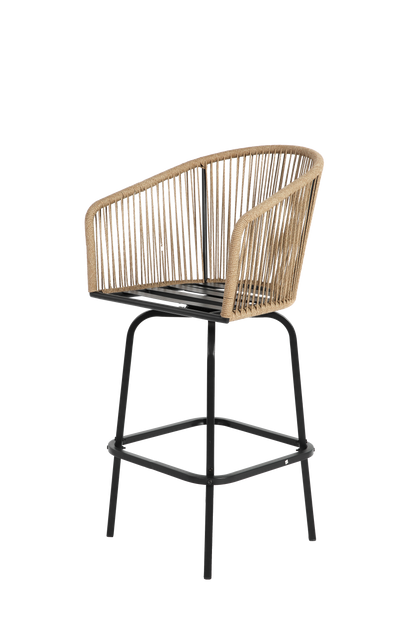 3pcs Outdoor Bar Set, Patio Bar Table and Chairs Set, Bar Height Patio Set - 2 x Swivel Bar Chairs , 1 x Round Bar Table(DPC Wood-Like)-Blue