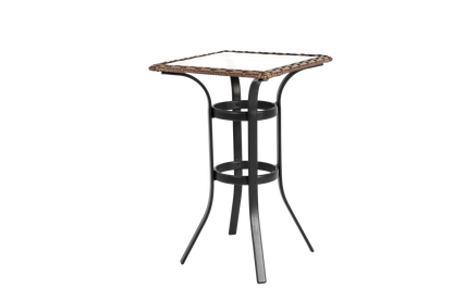 3 Pieces Outdoor Bar Stools Set,Rattan Bar Chairs,with glass table top, Wicker Bar Stools for Backyard, Garden, Pool, Balcony and Deck, Brown