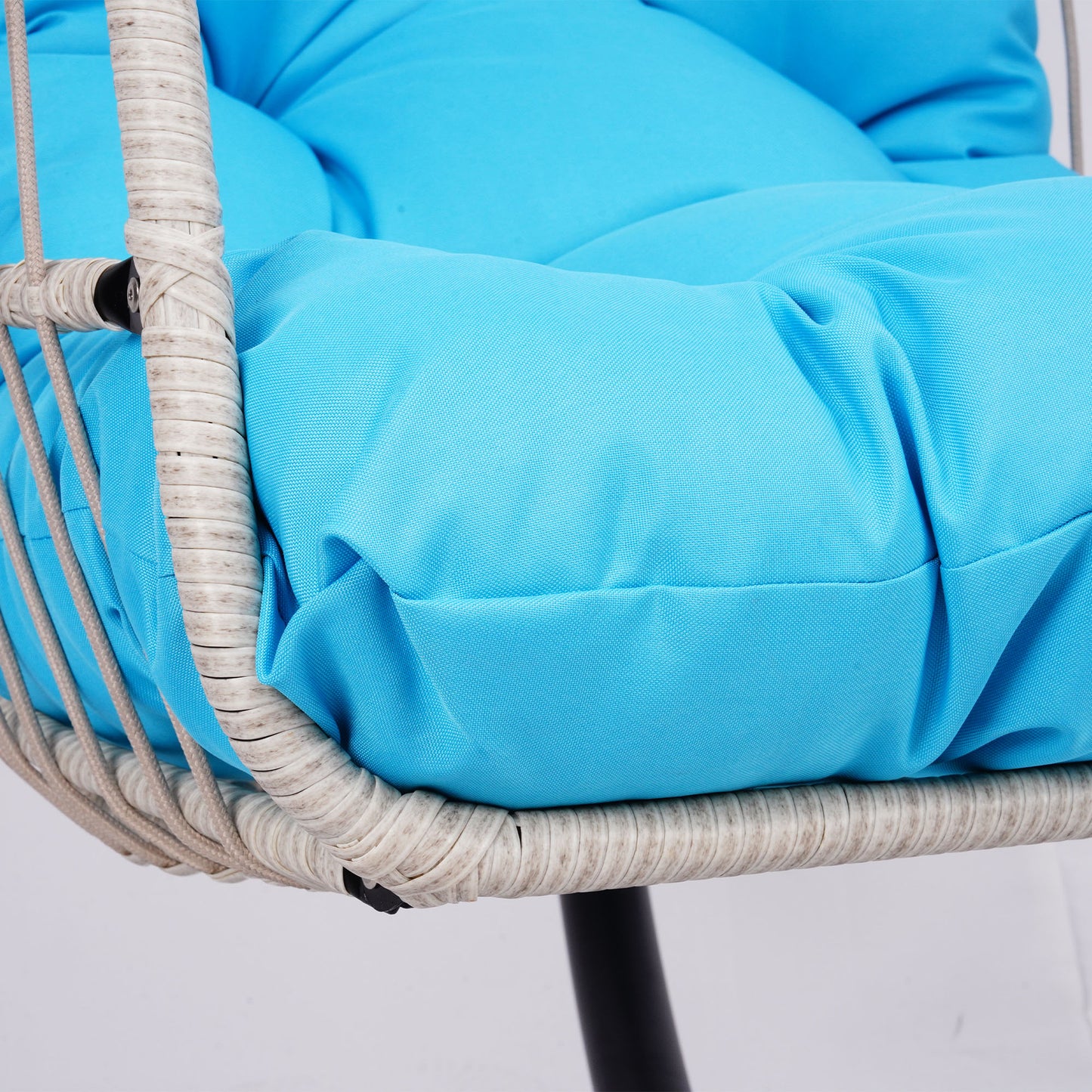 Outdoor Egg Hanging Chair with Stand, Patio Wicker Swing Egg Chair Indoor Swinging Chair Outdoor Hammock Egg Chair BLUE