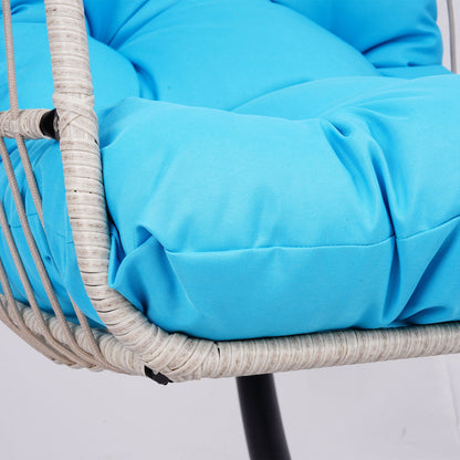 Outdoor Egg Hanging Chair with Stand, Patio Wicker Swing Egg Chair Indoor Swinging Chair Outdoor Hammock Egg Chair BLUE