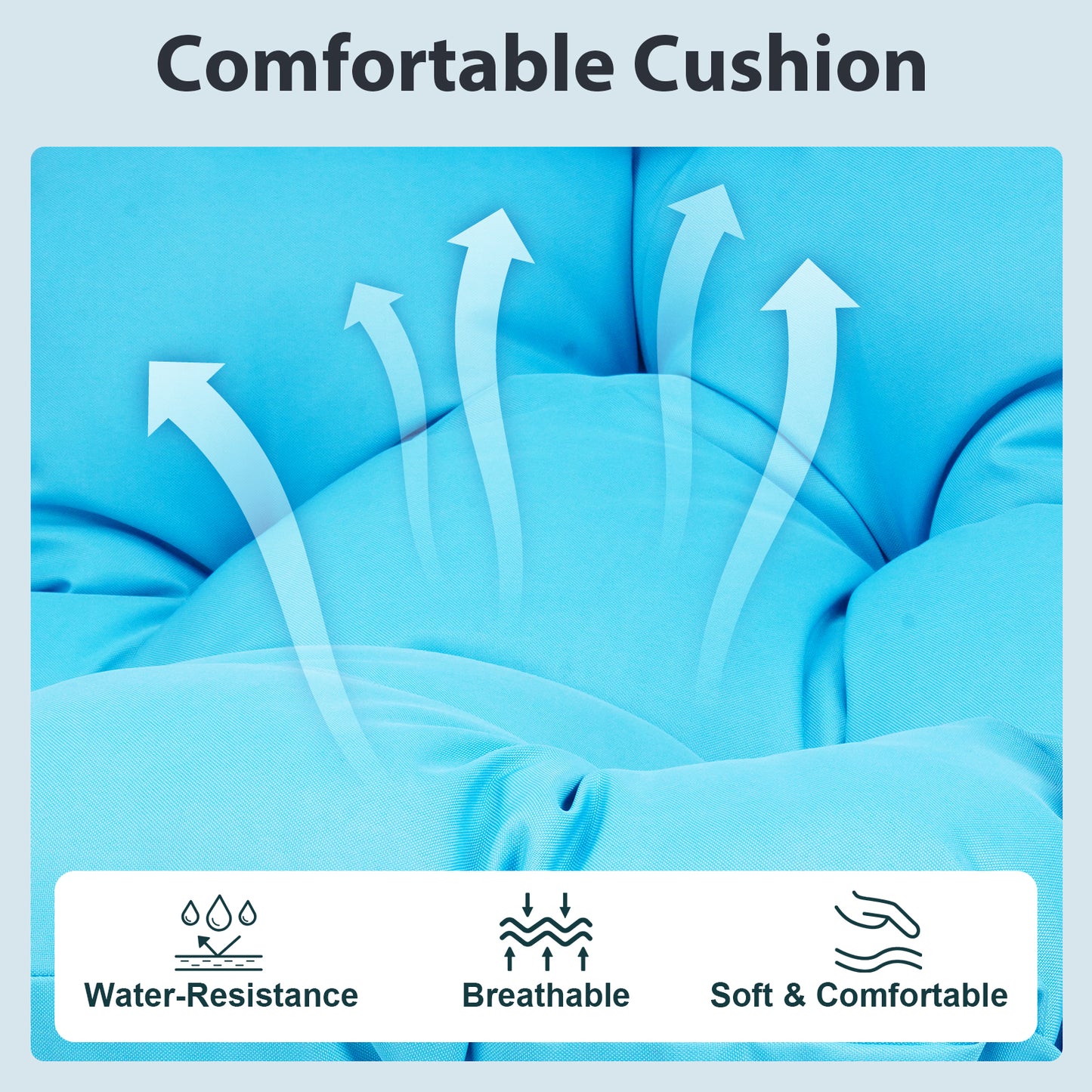 Outdoor Egg Hanging Chair with Stand, Patio Wicker Swing Egg Chair Indoor Swinging Chair Outdoor Hammock Egg Chair BLUE