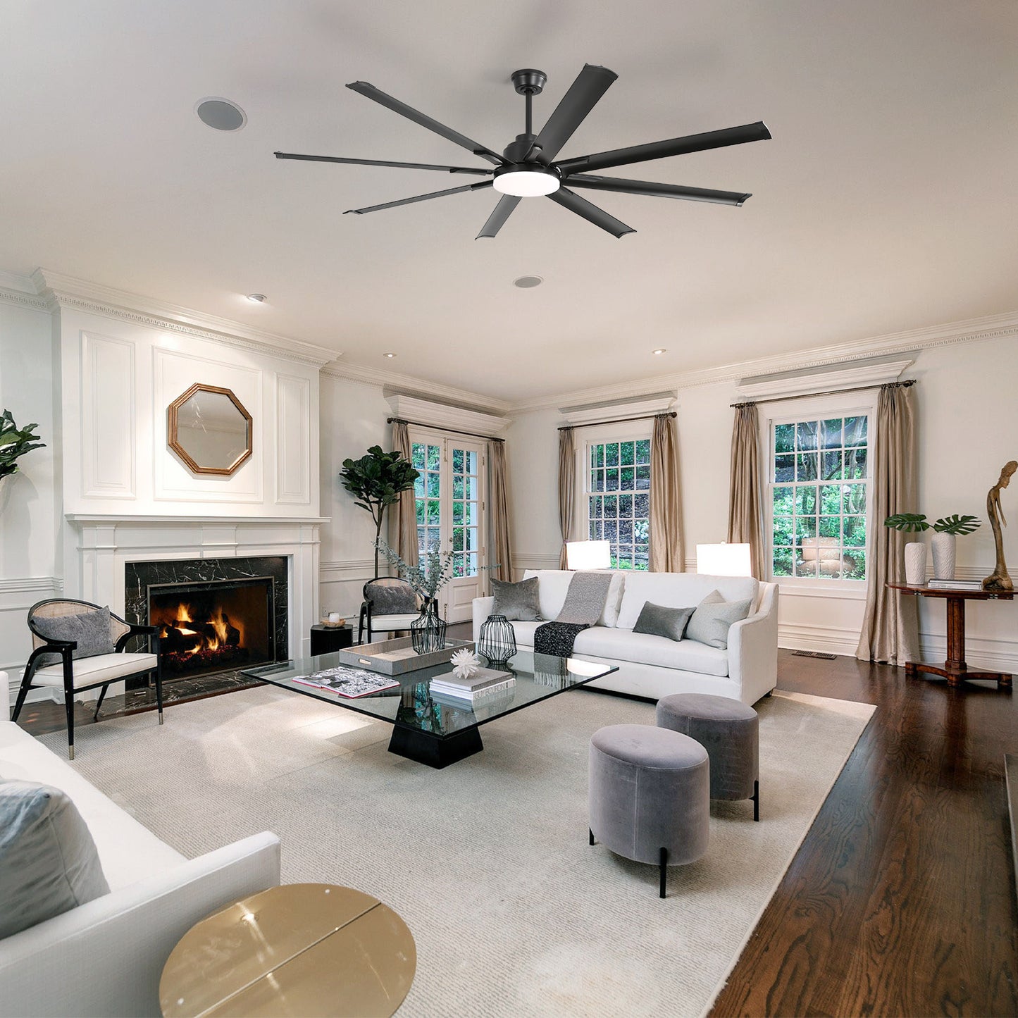 84 Inch Modern Large Design Ceiling Fans With Smart Remote Control 8 Fan Blades for Living Room