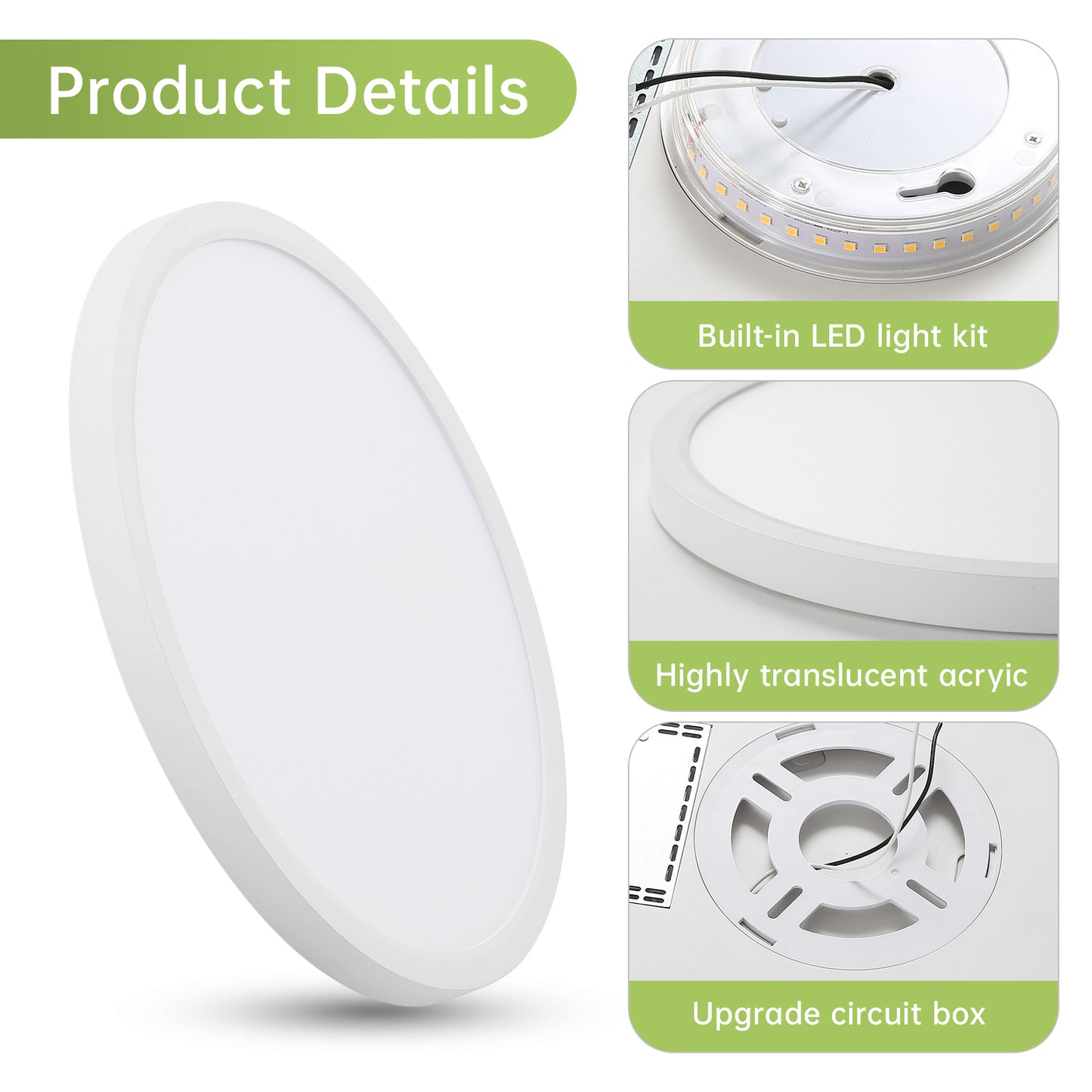 11.8 Inch Flush Mount Ceiling Light, 20W LED+Nightlight Ceiling Light Fixture for Kitchen Bedroom Living Room