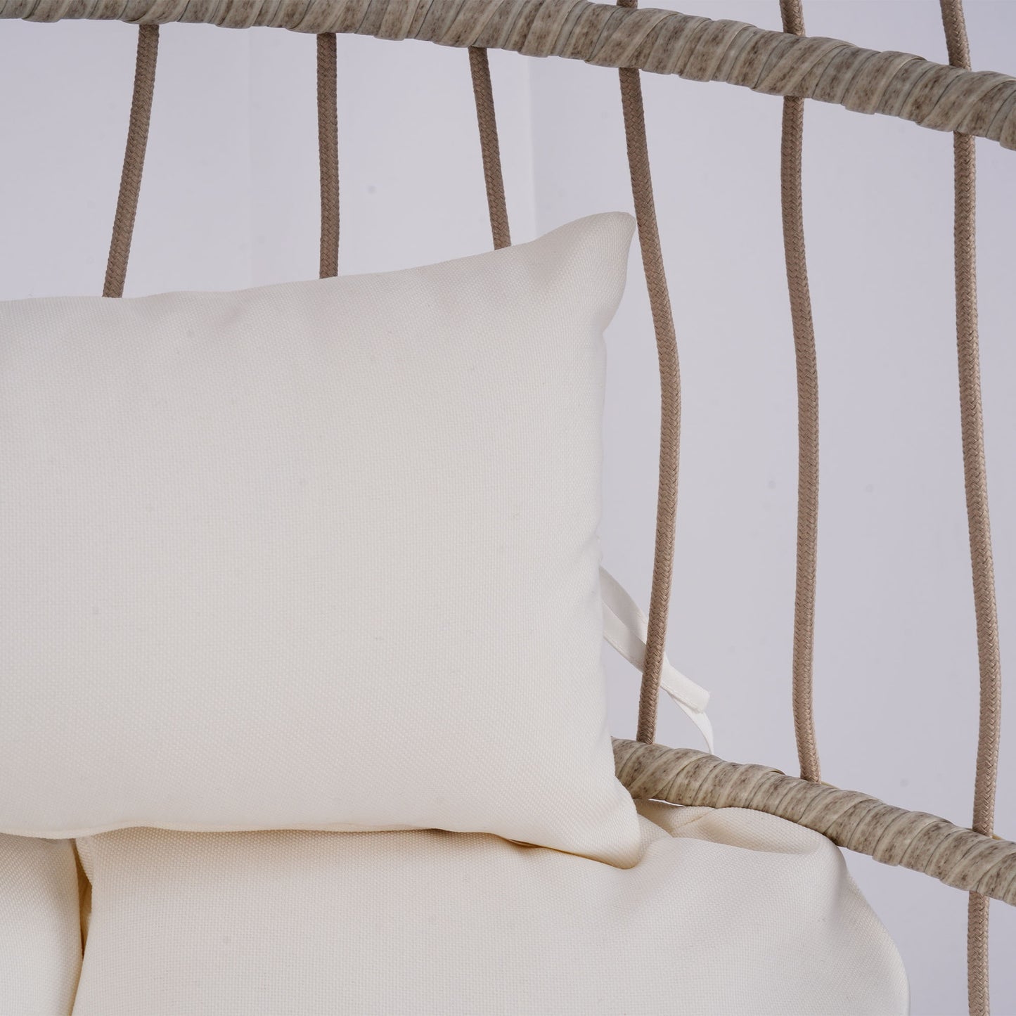 Outdoor Egg Hanging Chair with Stand, Patio Wicker Swing Egg Chair Indoor Swinging Chair Outdoor Hammock Egg Chair Off-white