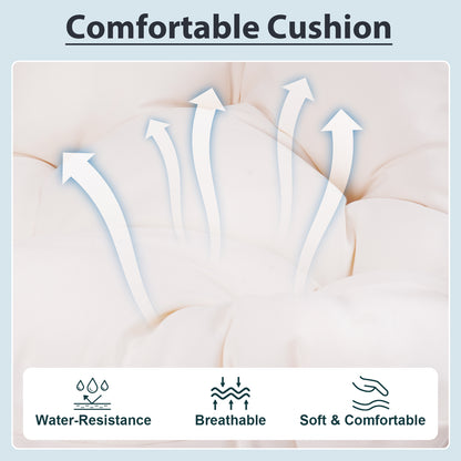 Outdoor Egg Hanging Chair with Stand, Patio Wicker Swing Egg Chair Indoor Swinging Chair Outdoor Hammock Egg Chair Off-white