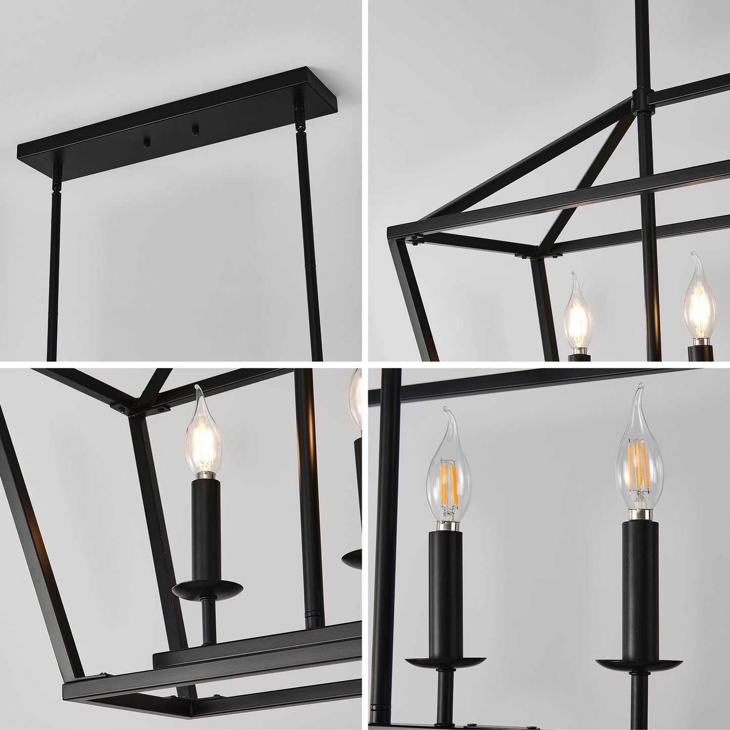 5-Light Farmhouse Kitchen Island Lighting,5 Light Industrial Linear Chandelier for Dining Room Metal Matte Black Finish Hanging Pendant Light Fixture for Bedroom Living Room Hallway Conference Room