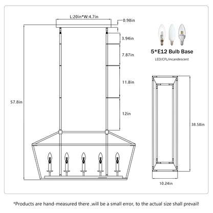 5-Light Farmhouse Kitchen Island Lighting,5 Light Industrial Linear Chandelier for Dining Room Metal Matte Black Finish Hanging Pendant Light Fixture for Bedroom Living Room Hallway Conference Room