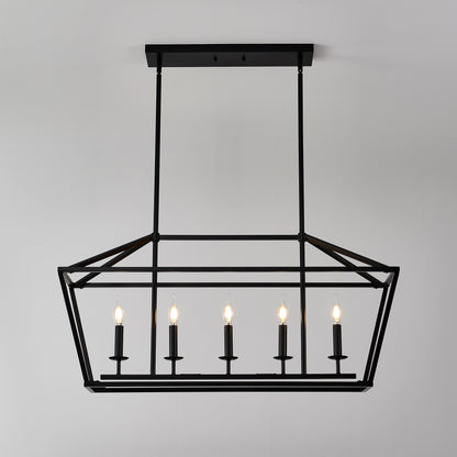 5-Light Farmhouse Kitchen Island Lighting,5 Light Industrial Linear Chandelier for Dining Room Metal Matte Black Finish Hanging Pendant Light Fixture for Bedroom Living Room Hallway Conference Room