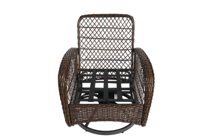 3 Pieces Outdoor Swivel Rocker Patio Chairs, 360 Degree Rocking Patio Conversation Set with Thickened Cushions and Glass Coffee Table for Backyard, Grey