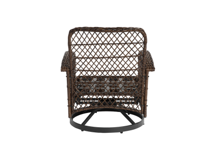 3 Pieces Outdoor Swivel Rocker Patio Chairs, 360 Degree Rocking Patio Conversation Set with Thickened Cushions and Glass Coffee Table for Backyard, Grey