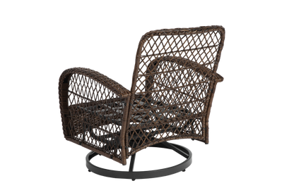 3 Pieces Outdoor Swivel Rocker Patio Chairs, 360 Degree Rocking Patio Conversation Set with Thickened Cushions and Glass Coffee Table for Backyard, Grey