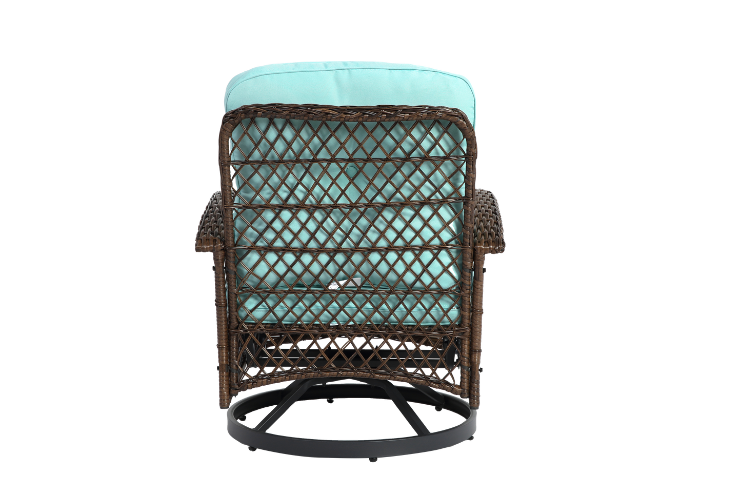 3 Pieces Outdoor Swivel Rocker Patio Chairs, 360 Degree Rocking Patio Conversation Set with Thickened Cushions and Glass Coffee Table for Backyard, Blue