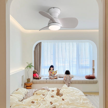 23 Inch Indoor Ceiling Fan With 3 Color Dimmable 3 ABS Blades Remote Control Reversible DC Motor White With 18W Led Light