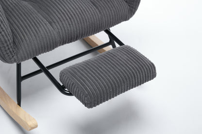Modern Nursery Rocking Chair, Upholstered Glider Chair with High Backrest, Rocker Accent Armchair with Solid Wood Legs for Nursery Bedroom Living Room DARK GRAY