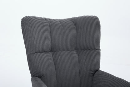 Modern Nursery Rocking Chair, Upholstered Glider Chair with High Backrest, Rocker Accent Armchair with Solid Wood Legs for Nursery Bedroom Living Room DARK GRAY