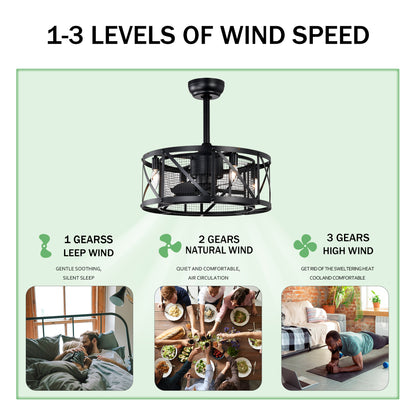 20''Industrial 5-Blade Ceiling Fan with remote control ,5 ABS Blades small size ceiling fan--Black Matte
