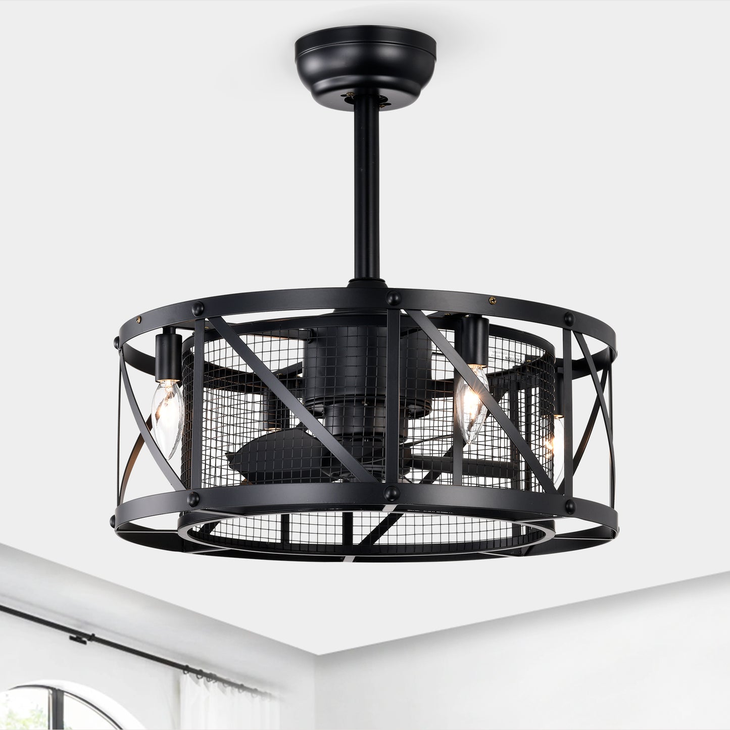 20''Industrial 5-Blade Ceiling Fan with remote control ,5 ABS Blades small size ceiling fan--Black Matte