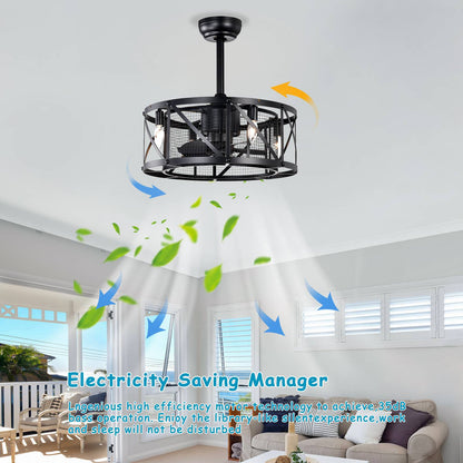 20''Industrial 5-Blade Ceiling Fan with remote control ,5 ABS Blades small size ceiling fan--Black Matte