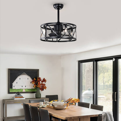 20''Industrial 5-Blade Ceiling Fan with remote control ,5 ABS Blades small size ceiling fan--Black Matte