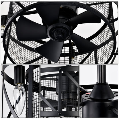 20''Industrial 5-Blade Ceiling Fan with remote control ,5 ABS Blades small size ceiling fan--Black Matte