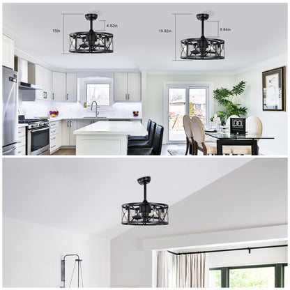 20''Industrial 5-Blade Ceiling Fan with remote control ,5 ABS Blades small size ceiling fan--Black Matte