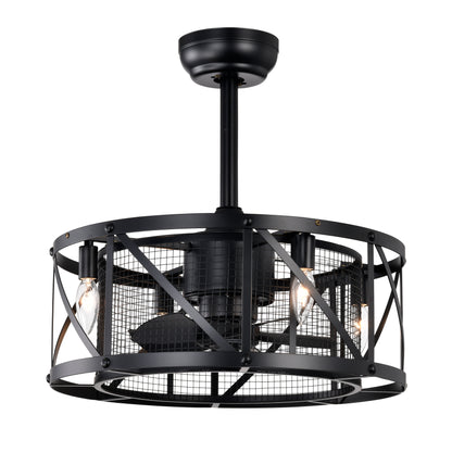 20''Industrial 5-Blade Ceiling Fan with remote control ,5 ABS Blades small size ceiling fan--Black Matte