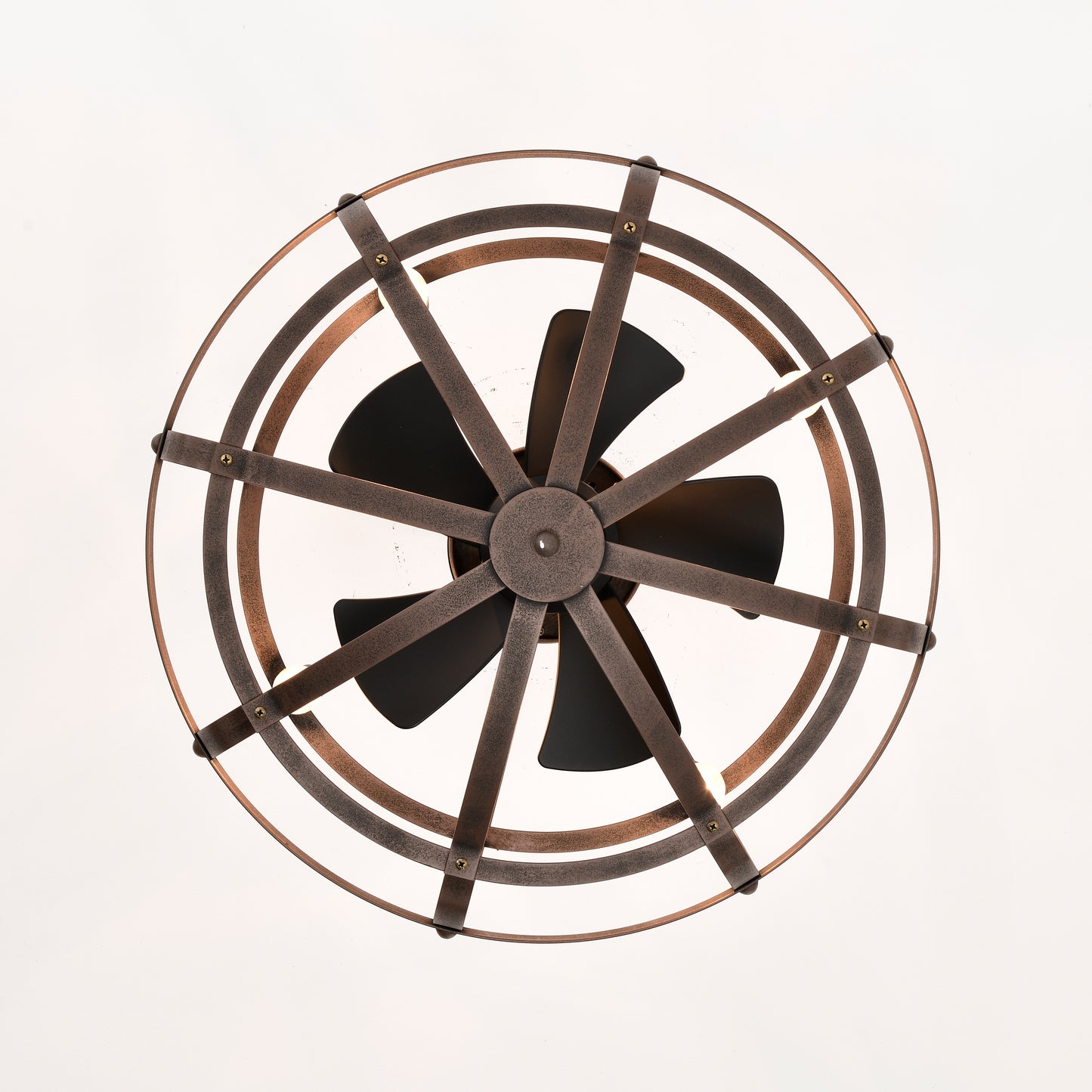 Best sells Modern Enclosed Ceiling Fan Indoor with Remote Control and Bladeless Rust Red Industrial Ceiling Fan Light Kit