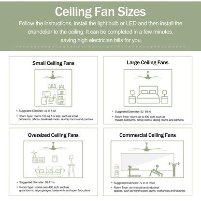 52" Solid Wood Blades Ceiling Fan With Light with Remote Control, Noiseless Reversible Motor, 6 Speed ,3 Color , for Patio Living Room, Bedroom, Indoor.(Stain nickel + Walnut )