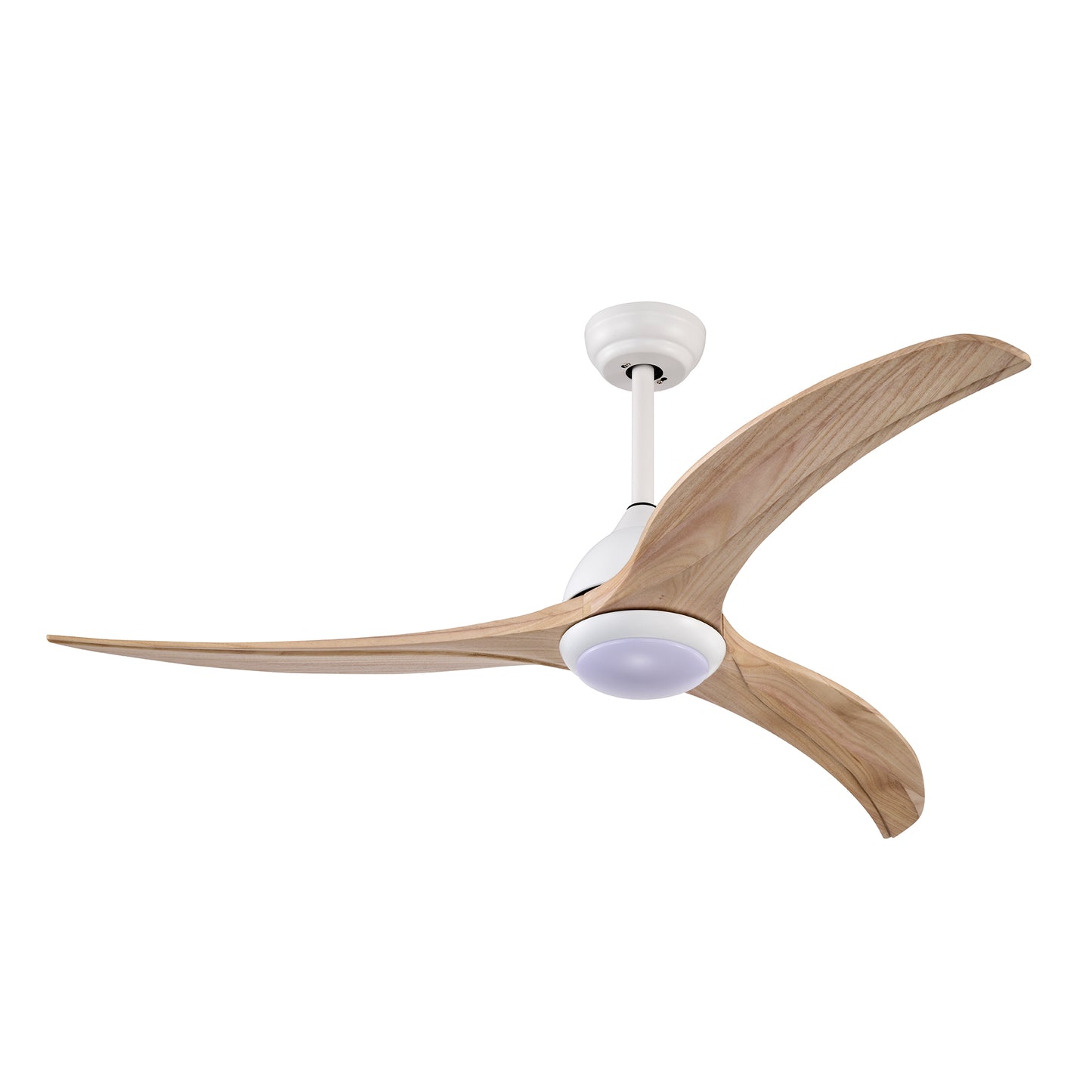 52" Ceiling Fan, Solid Wood Blades Ceiling Fan With Light with Remote Control, Noiseless Reversible Motor, 6 Speed ,3 Color ,for Patio Living Room, Bedroom,Indoor.(Matte White)