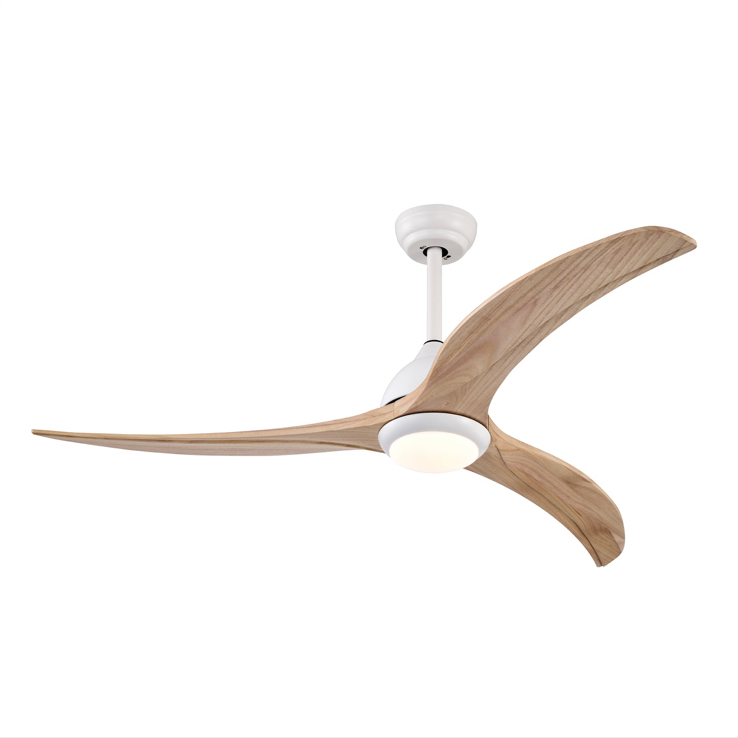 52" Ceiling Fan, Solid Wood Blades Ceiling Fan With Light with Remote Control, Noiseless Reversible Motor, 6 Speed ,3 Color ,for Patio Living Room, Bedroom,Indoor.(Matte White)