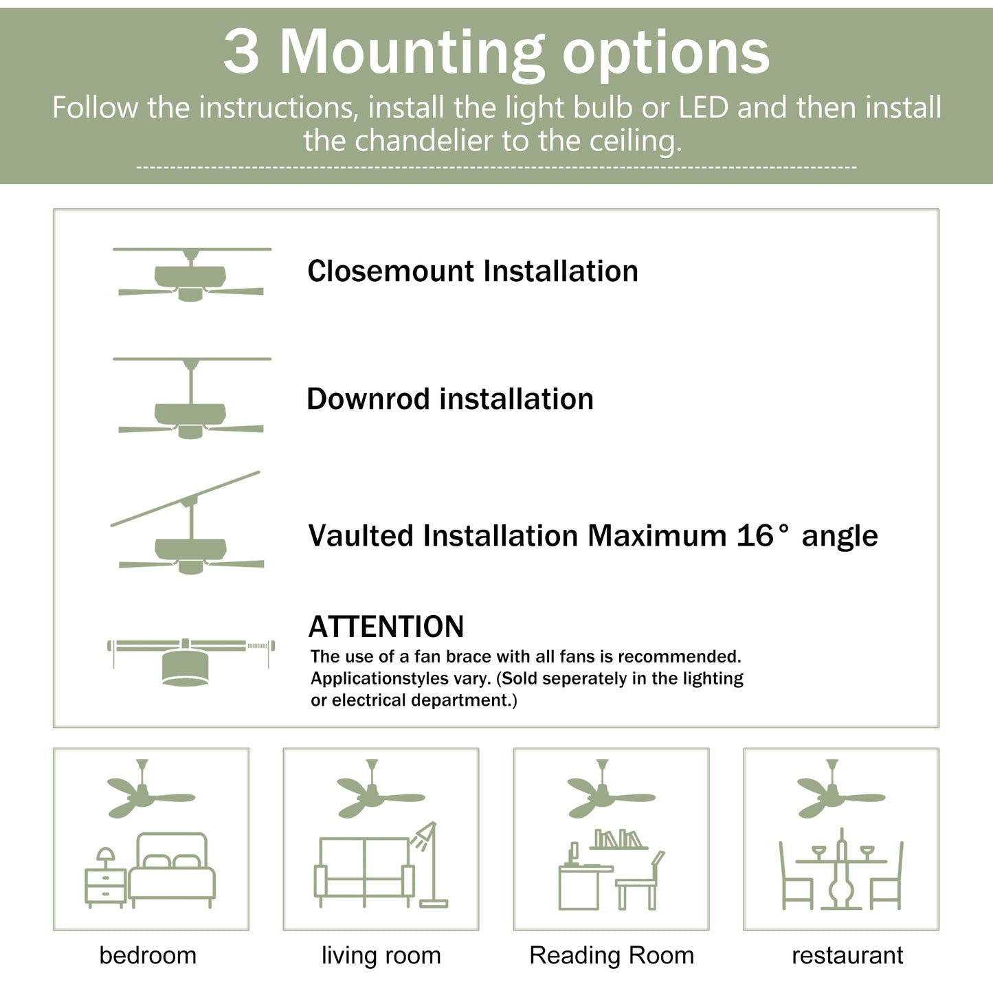 52" Ceiling Fan, Solid Wood Blades Ceiling Fan With Light with Remote Control, Noiseless Reversible Motor, 6 Speed ,3 Color ,for Patio Living Room, Bedroom,Indoor.(Matte White)