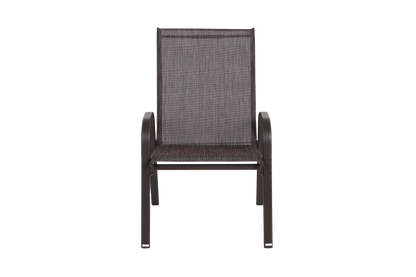 3 Piece Patio set, Outdoor Camping Chairs with Breathable Textilene Fabric, folding table with steel table top, 2chairs and 1table set ( Brown)